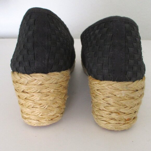 Lauren Ralph Lauren Womens Black Peep Espadrille w/2" Jute Wedge Heel - 6M - Picture 7 of 8